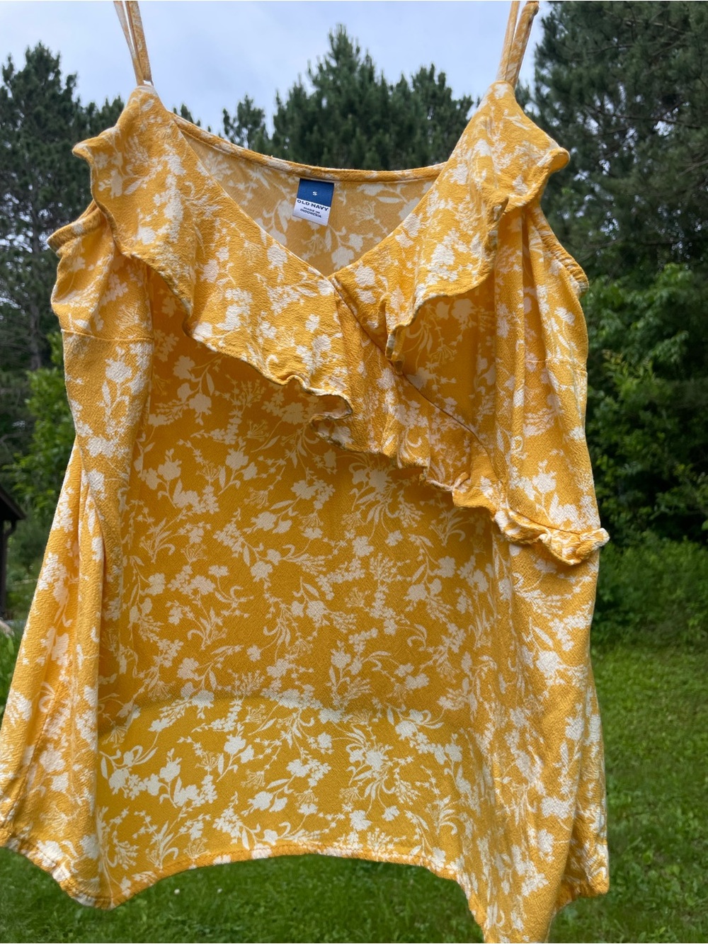 Old Navy Yellow Floral Ruffle Camisole